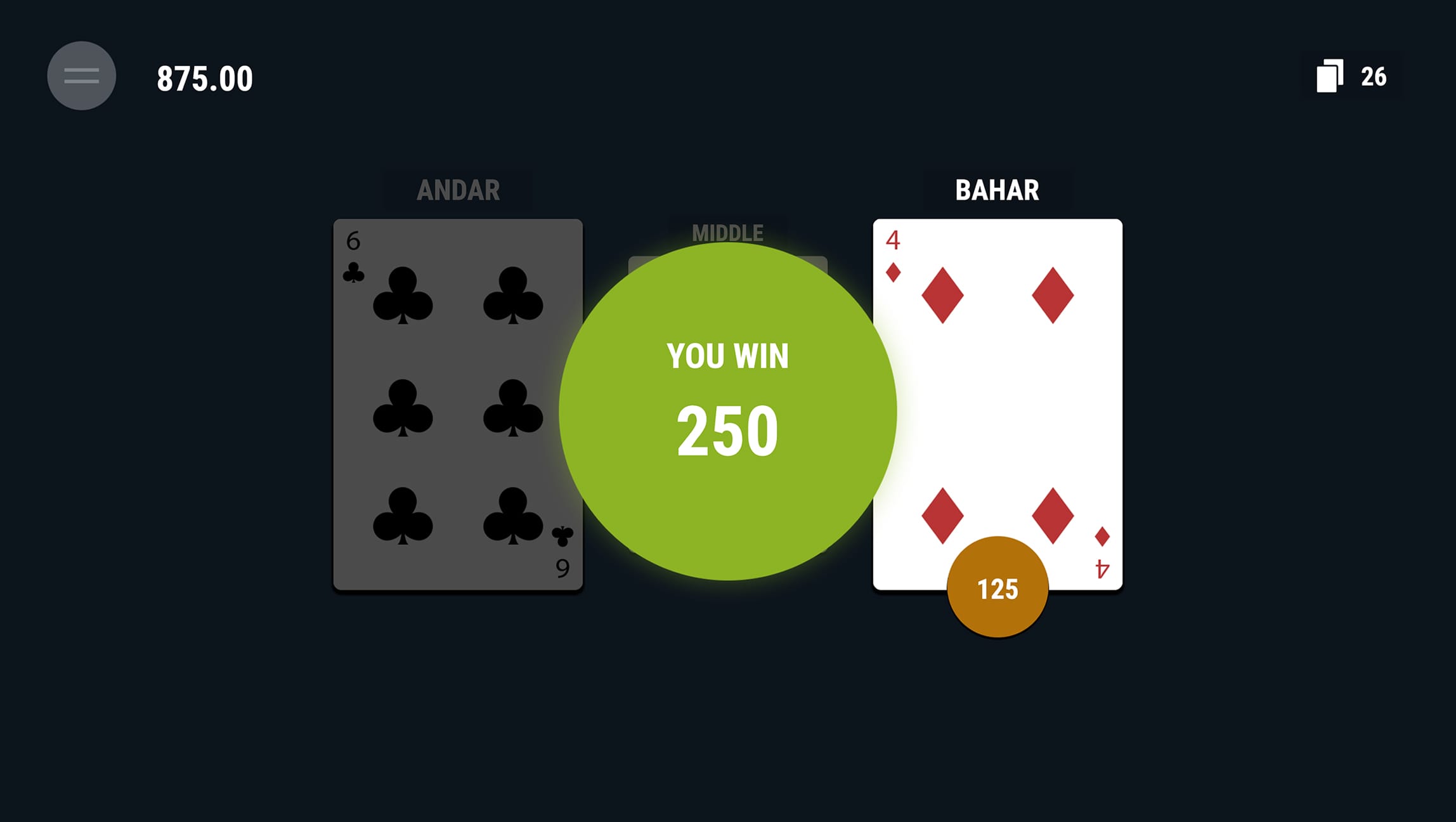 Andar Bahar game screen