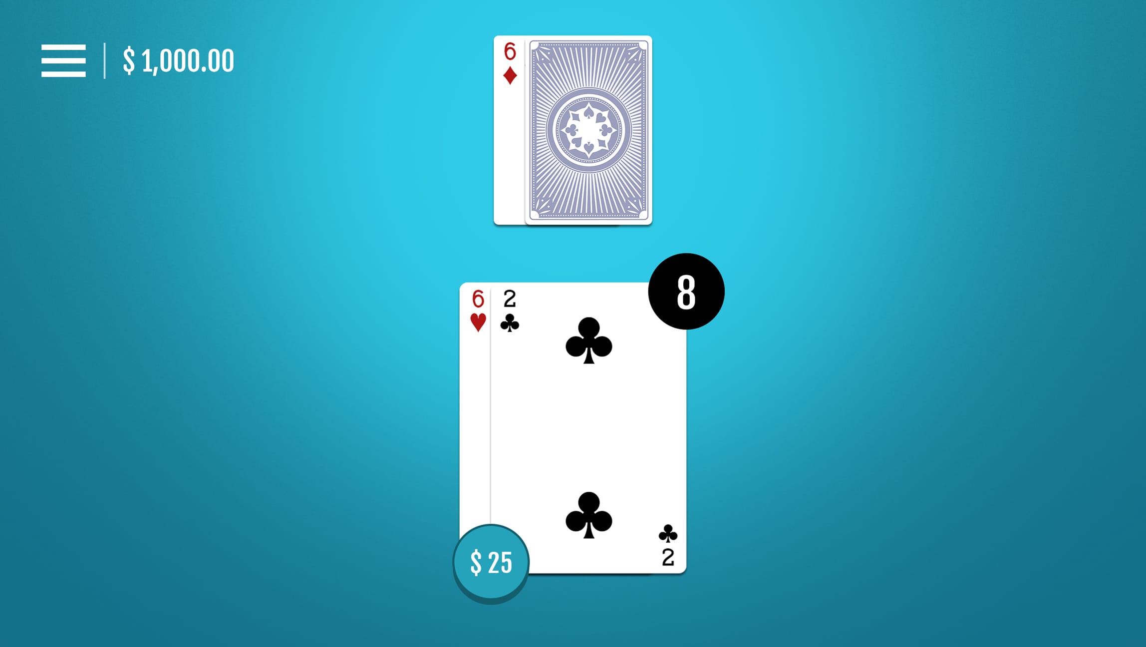 Blackjack game screen