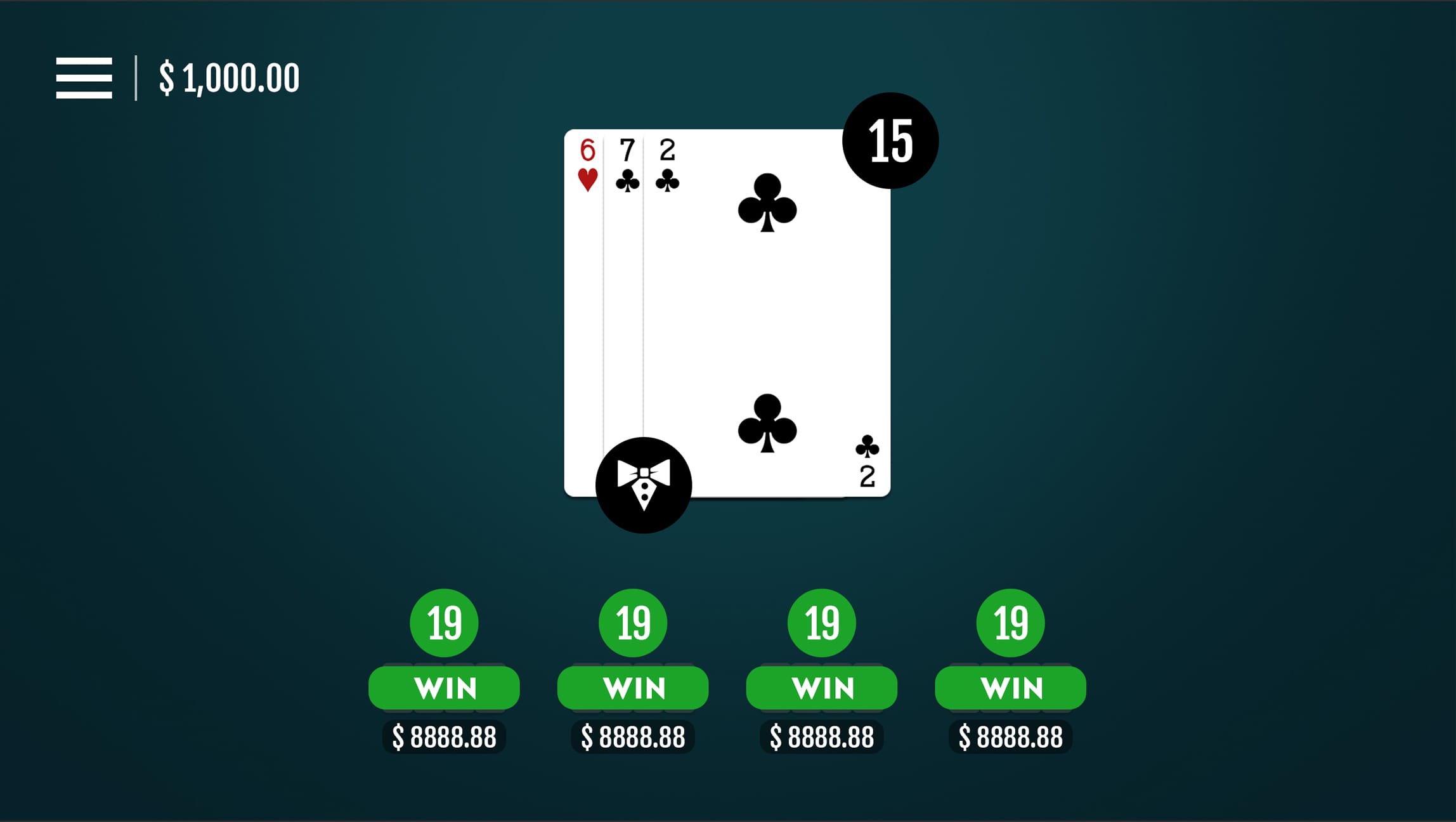 Blackjack game screen
